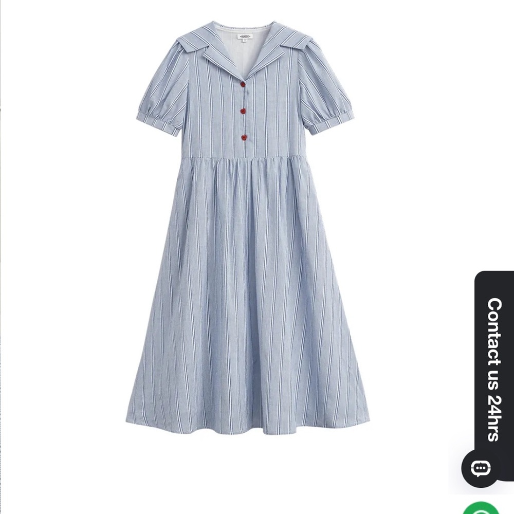 Kuose Retro Striped Dress in blue and white NWOT